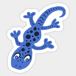 Blue Gecko Lizard Drawing with Spots Sticker
